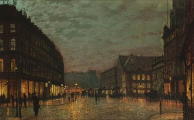 Boar Lane, Leeds, by Lamplight by John Atkinson Grimshaw